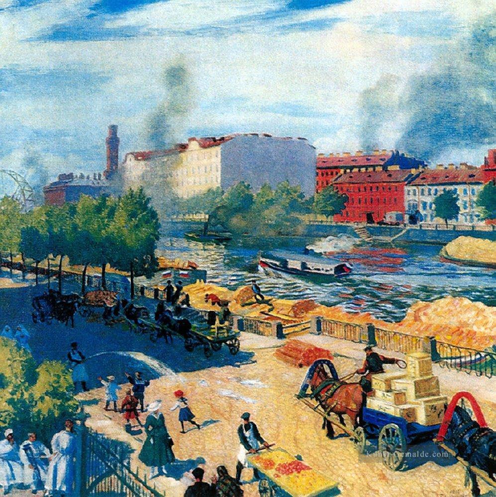 fontanka 1916 Boris Mikhailovich Kustodiev Stadtbild Stadtszenen Ölgemälde